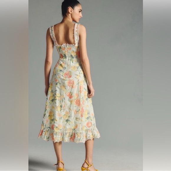 Anthropologie eyelet fruit midi dress - Picture 3 of 10